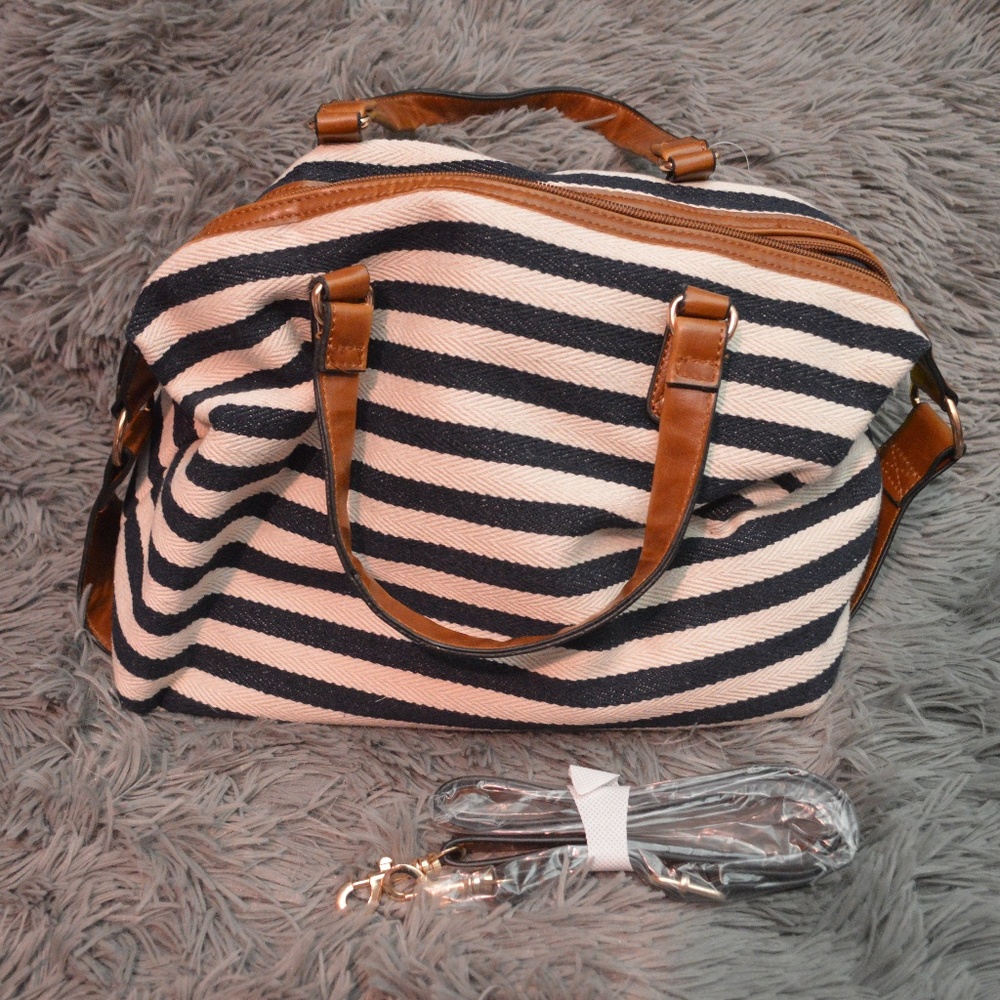 Blue and White Stripped Purse